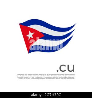 Cuba flag. Stripes colors of the cuban flag on a white background. Vector design national poster with cu domain, place for text. Brush strokes. State Stock Vector