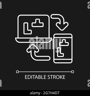 Cross platform online games white linear icon for dark theme Stock Vector
