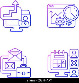 Work trackers gradient linear vector icons set Stock Vector