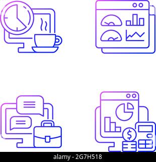 Work tracking gradient linear vector icons set Stock Vector