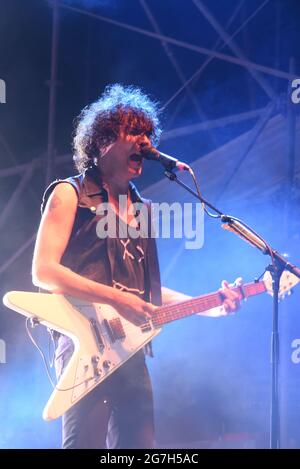 Bologna, Italia. 13th July, 2021. Andrea Appino durante The Zen Circus, Concerto in Bologna, Italia, 13 luglio 2021 Credit: Independent Photo Agency/Alamy Live News Stock Photo