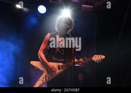 Bologna, Italia. 13th July, 2021. Andrea Appino durante The Zen Circus, Concerto in Bologna, Italia, 13 luglio 2021 Credit: Independent Photo Agency/Alamy Live News Stock Photo