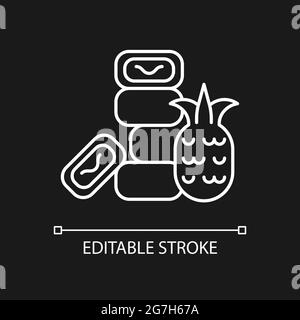 Pineapple cake white linear icon for dark theme. Stock Vector