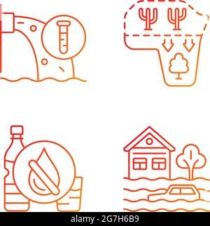 Water stress gradient linear vector icons set Stock Vector