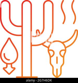 Extreme drought causing animals extinction gradient linear vector icon Stock Vector
