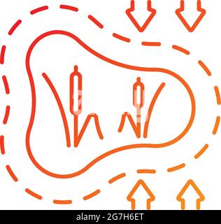 Disappearing wetlands gradient linear vector icon Stock Vector