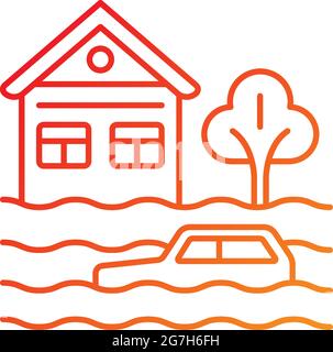 Floods gradient linear vector icon Stock Vector