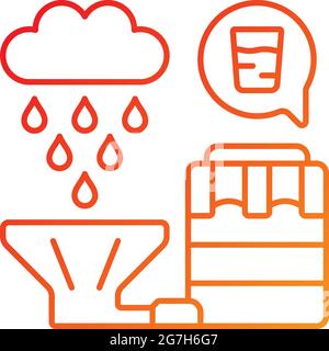 Recycling rainwater gradient linear vector icon Stock Vector