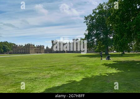 The approach to Floors Castle, a stately home near Kelso in the Scottish Borders. Stock Photo