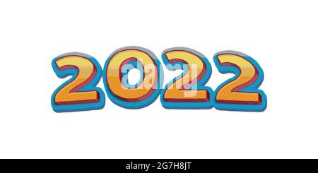 2022 text design pattern. Collection of Happy New Year and happy holidays. Vector illustration with blue holiday labels isolated on white background. Stock Vector