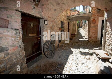 Italy, Liguria, Colla Micheri, Old Village Stock Photo