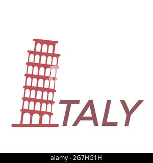 Leaning tower or bell tower of Pisa in Italy- Landmark and tourist attraction of Pisa in Italy Stock Vector