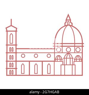 Cathedral of Santa Maria del Fiore Florence Italy line art Stock Vector