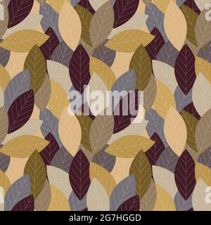Autumn leaves seamless pattern , laurel, simple. For background backdrop cover wrapper packaging. Vector illustration Stock Vector