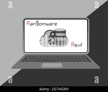 Revil is a type of ransomware that using as a services in attacking unsuspected victim. Cyber security concept. Stock Vector