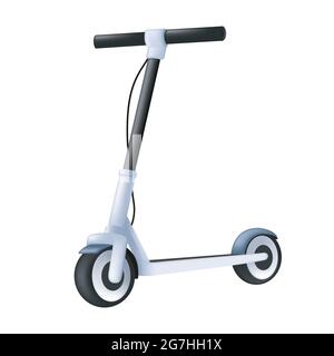 Electric kick scooter. Modern vehicle 3d icon. Cartoon vector illustration of an eco transport isolated on a white background Stock Vector