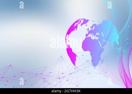 Virtual Graphic Background Communication with World Globe. A sense of science and technology. Digital data visualization, illustration. Stock Photo