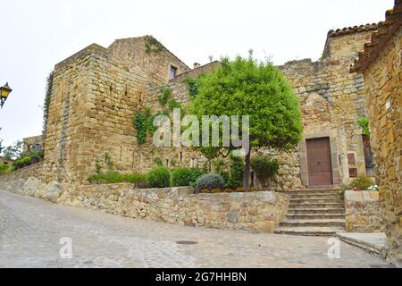 Streets of Peratallada, Gerona Spain Stock Photo