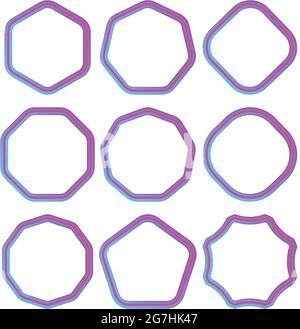 Set of geometric gradient frames. Simple shapes, bright colors. Stock Vector