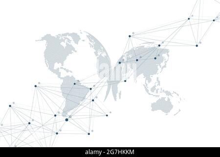 Virtual Graphic Background Communication with World Globe. A sense of science and technology. Digital data visualization, illustration. Stock Photo