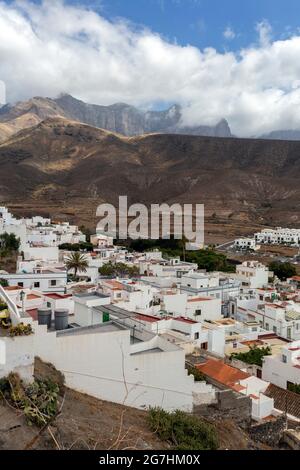 The white walls of the town Agaete, Gran Canaria, Spain. Stock Photo