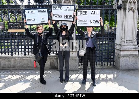 London, UK. 14th July 2021. Free Armenian POW's Protest, Parliament Square, Westminster. Credit: michael melia/Alamy Live News Stock Photo