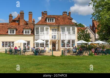 Bell Tower Tea Rooms in the grounds of Salisbury Cathedral, Wiltshire, UK Stock Photo