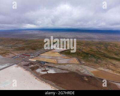 Aerial view of Dachaidan Jade Lake, a salt lake located in Qinghai Province, China. Stock Photo