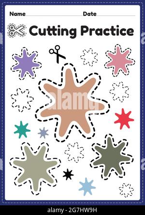 Preschool scissor activities for preschool kids to cut the paper with  scissors to improve motor skills, coordination and develop small muscles  for kin Stock Photo - Alamy