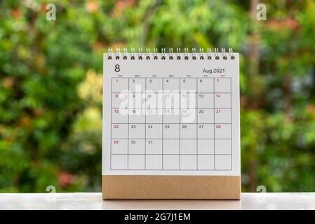 August 2021 desk calendar with copy space Stock Photo