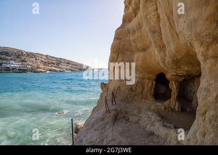 The Matala Caves on the Greek island of Crete Stock Photo