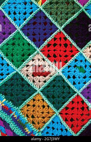 A macro shot of a crocheted blanket Stock Photo