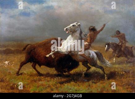 Study for The Last of the Buffalo by Albert Bierstadt (1830-1902), oil on canvas, c. 1888 Stock Photo