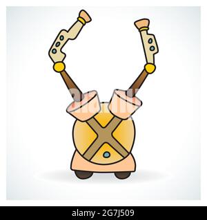 Colorful and funny robot design on a gradient background Stock Vector