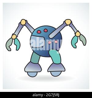 Colorful and funny robot design on a gradient background Stock Vector