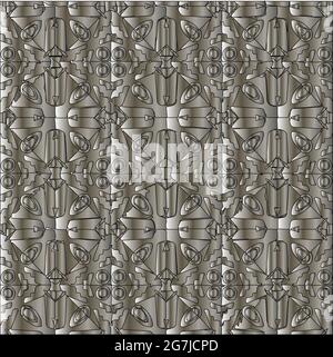 Silver metallic gradient with repeat Pattern . Abstract metallic background. Stock Vector