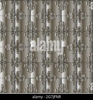 Silver metallic gradient with repeat Pattern . Abstract metallic background. Stock Vector