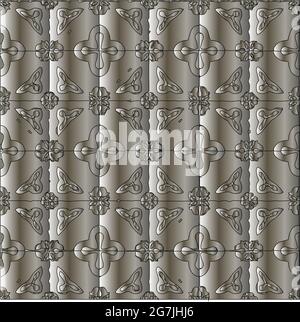 Silver metallic gradient with repeat Pattern . Abstract metallic background. Stock Vector