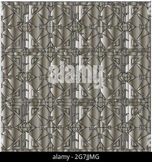 Silver metallic gradient with repeat Pattern . Abstract metallic background. Stock Vector