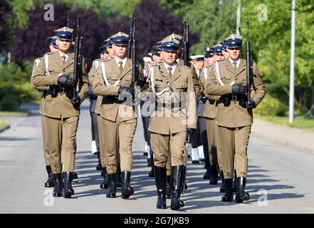 Krakow, Poland. 11th July, 2021. Soldiers from the representative company of the Polish army are preparing for the arrival of the presidents of Poland and Lithuania. (Photo by Alex Bona/SOPA Images/Sipa USA) Credit: Sipa USA/Alamy Live News Stock Photo