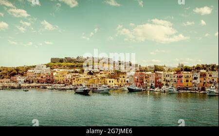 Marina Grande harbor on Procida island in Campania, Italy Stock Photo