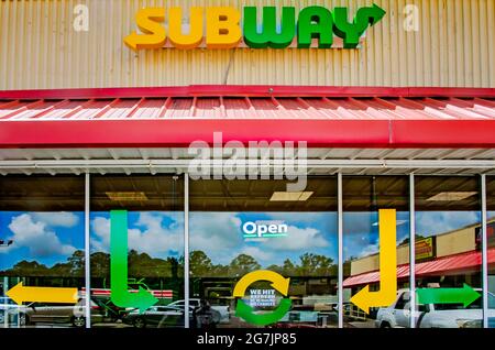 A Subway store features the new “Eat Fresh Refresh” signage, July 13, 2021, in Bayou La Batre, Alabama. Stock Photo