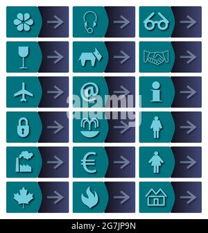 Set of various information signs and arrows Stock Vector