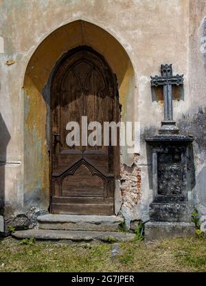 Entrance to the cemetery chapel. Stock Photo