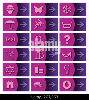 Set of various information signs and arrows Stock Vector