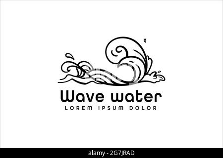 modern monoline style ocean waves logo design isolated Stock Vector