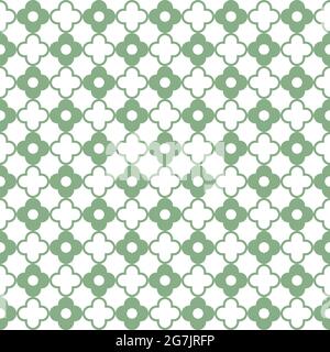 Monochrome green geometric seamless pattern. Retro tileable backgrounds line grid. Vintage style classic texture for wallpaper and fabric print Stock Vector