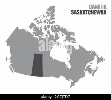 The Canada map with the highlighted Saskatchewan province Stock Vector