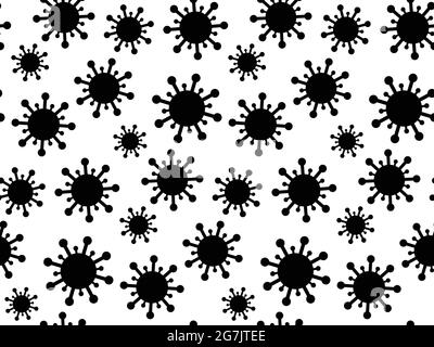 Seamless repeating pattern with influenza virus and coronavirus bacteria icon. Medical painful infection with germs. Abstract minimalistic modern Stock Vector