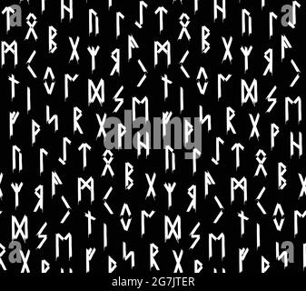 Ethnic Norwegian Icelandic seamless pattern. Runic talismans of the Vikings and northern peoples. Magic and magical runes. Pagan signs. Futhark Stock Vector